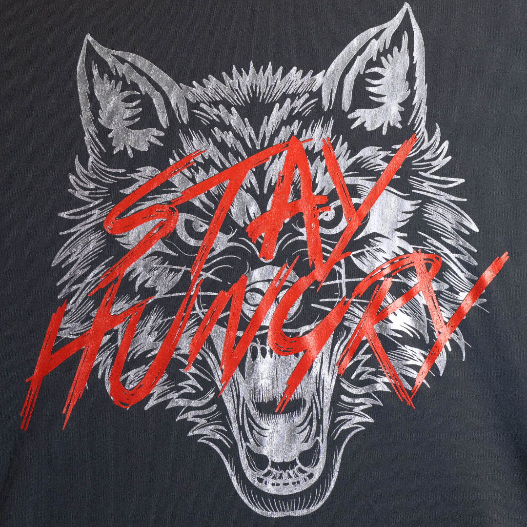 Stay Hungry Long Sleeve Shirt - Grey & Red