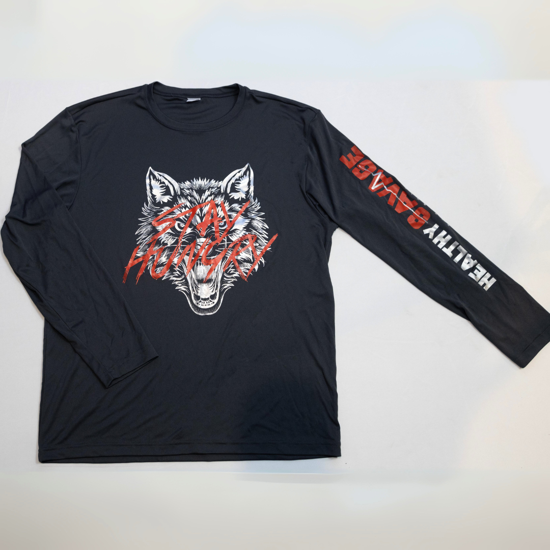Stay Hungry Long Sleeve Shirt - Grey & Red