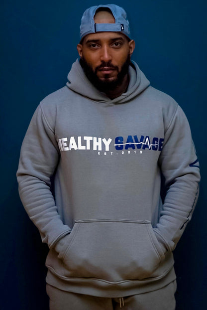 Stay Hungry Sweat Suit Gray and Navy Blue