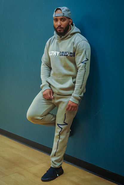 Stay Hungry Sweat Suit Gray and Navy Blue